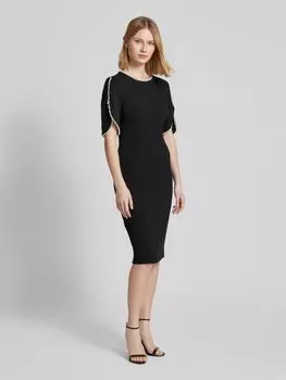 Коктейльное платье длиной до колена с декоративными жемчужинами Adrianna Papell, черный