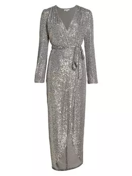 Коктейльное платье Falan с пайетками Halston, серебряный