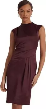Коктейльное платье из атласа Charmeuse с воротником на шее LAUREN Ralph Lauren, цвет Vintage Burgundy