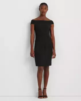 Коктейльное платье из драпированного крепа Lauren Ralph Lauren, черный