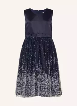 Коктейльное платье из комбинированных материалов Happy Girls, синий