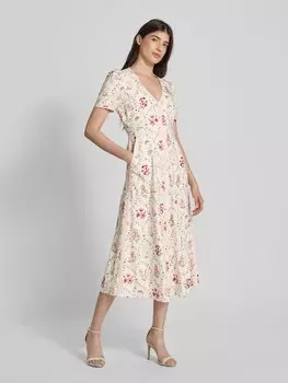 Коктейльное платье из льна с V-образным вырезом Forever New, зеленый