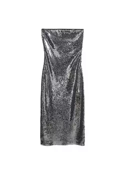 Коктейльное платье MANGO Cocktail Dress Xariel, серебряный