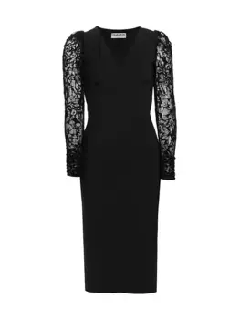 Коктейльное платье миди Inari с кружевными рукавами Chiara Boni La Petite Robe, цвет nero