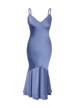 Коктейльное платье на тонких бретельках с V-образным вырезом для женщин Mascara London, цвет Steel Blue