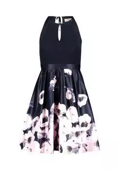 Коктейльное платье с цветочным принтом Vera Mont, синий