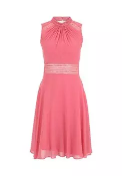 Коктейльное платье с кружевной вставкой Vera Mont, цвет Hot