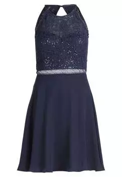 Коктейльное платье с кружевом Vera Mont, синий