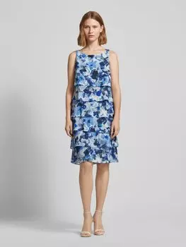 Коктейльное платье с многоярусным дизайном Vera Mont, синий