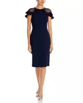 Коктейльное платье с оборками на рукавах Eliza J