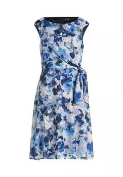 Коктейльное платье с поясом-завязкой Vera Mont, мультиколор
