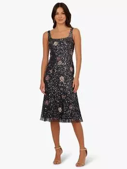 Коктейльное платье с воланами по низу Adrianna Papell, цвет Navy/Pink