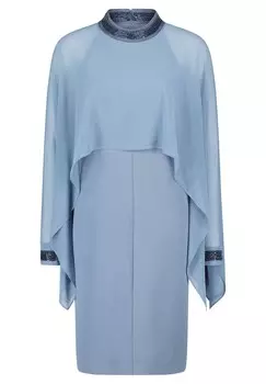 Коктейльное платье с воротником стойкой Vera Mont, синий