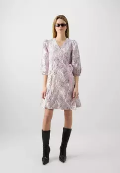 Коктейльное платье SLFDEMMI WRAP DRESS Selected, розовый