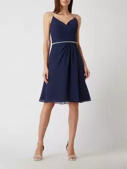 Коктейльное платье со стразами Luxuar, темно-синий