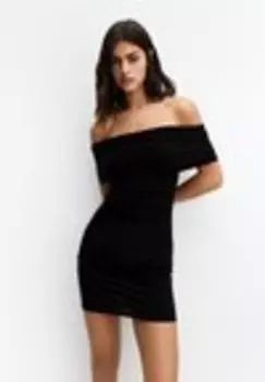 Коктейльное платье / Вечернее платье OFF-THE SHOULDER Pull&Bear, черный