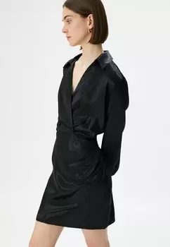 Коктейльное платье / Вечернее платье LONG SLEEVE SHIRT NECK Koton, черный