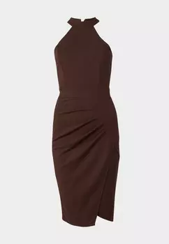 Коктейльное платье / Вечернее платье HALTER NECK MIDI DRESS WAL G., темно-коричневый