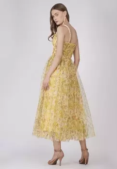 Коктейльное платье / Вечернее платье DANE MIDI Lace & Beads, желтый