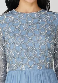Коктейльное платье / Вечернее платье MIDI Lace & Beads, светло-голубой