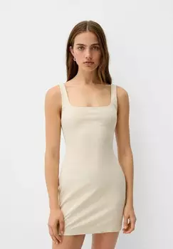 Коктейльное платье / Вечернее платье FITTED MINI Bershka, бежевый