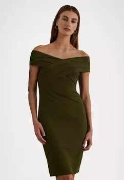 Коктейльное платье / Вечернее платье CREPE OFF THE SHOULDER COCKTAIL DRESS Lauren Ralph Lauren, темно-зеленый