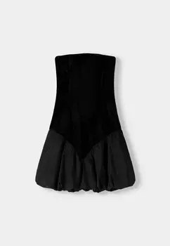 Коктейльное платье / Вечернее платье BANDEAU Bershka, черный
