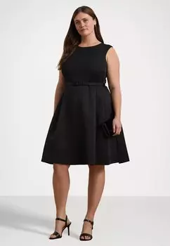 Коктейльное платье / Вечернее платье BELTED FAILLE & JERSEY COCKTAIL DRESS Lauren Ralph Lauren Woman, черный