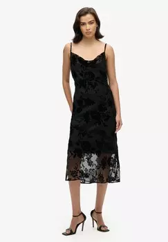 Коктейльное платье / Вечернее платье COWL NECK MIDI SLIP Superdry, черный