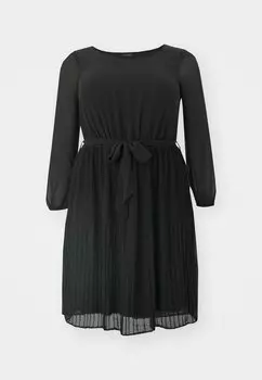 Коктейльное платье / Вечернее платье CRINKLE FLOWY MINI LONG SLEEVES Anna Field Curvy, черный