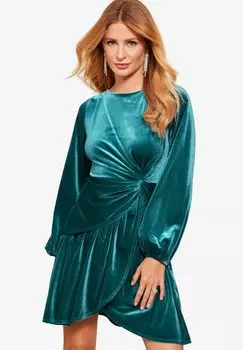 Коктейльное платье / Вечернее платье LONG SLEEVE RUCHED WAIST MINI REGULAR FIT Friends Like These, синий