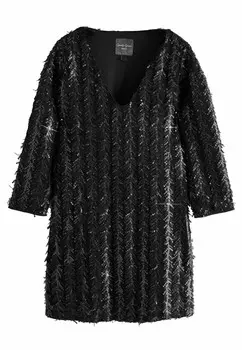 Коктейльное платье / Вечернее платье LONG SLEEVE V-NECK FRINGE SEQUIN MINI-REGULAR FIT Next, черный