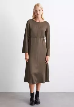 Коктейльное платье / Вечернее платье MIDI LENGTH BOAT NECKLINE BELTED Marc O'Polo, темно-коричневый