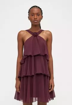 Коктейльное платье / Вечернее платье VMFELICIA RUFFLE SHORT DRESS Vero Moda Petite, бордовый