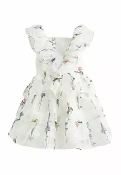 Коктейльное/праздничное платье FLORAL FRILLED REGULAR FIT Baker by Ted Baker, цвет white