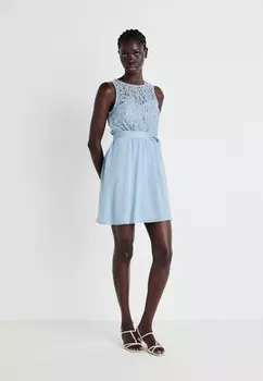Коктейльное/праздничное платье VICUBSI O NECK SHORT DRESS VILA, светло-голубой