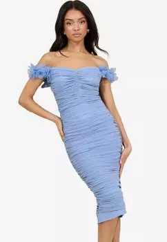 Коктейльное/вечернее платье BARDOT TRIM RUCHED BODYCON Lipsy, синий