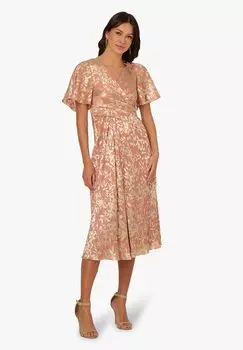 Коктейльное/вечернее платье FOIL LEAF DRAPED MIDI Adrianna Papell, коралловый