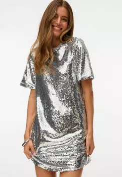 Коктейльное/вечернее платье VMBLUME KURZES Vero Moda, серебряный