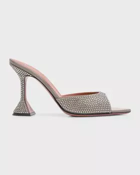 Коктейльные сандалии-мюли Caroline с кристаллами Amina Muaddi, цвет Dark Grey And Black