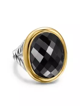 Кольцо Albion из желтого золота с ониксом David Yurman, серебряный