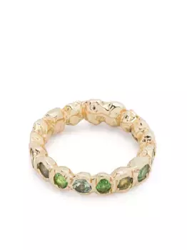 Кольцо Alfa Rainbow из желтого золота с сапфирами и цаворитами Fie Isolde, золотой