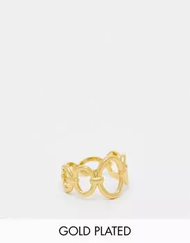 Кольцо ASOS DESIGN из 14-каратного золота с градуированным кругом золотистого цвета