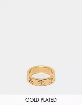 Кольцо ASOS DESIGN из 14-каратного золота с гравировкой вишни