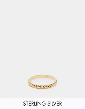 Кольцо ASOS DESIGN с эффектом веревки из стерлингового серебра с позолотой 14 карат