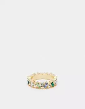 Кольцо ASOS DESIGN с кристаллами багета в сине-зеленых тонах