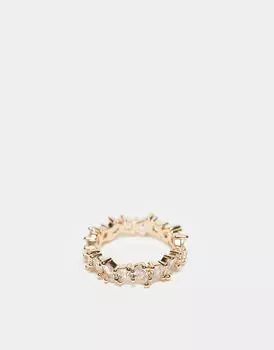 Кольцо ASOS DESIGN с кристаллами циркония разной формы золотистого цвета