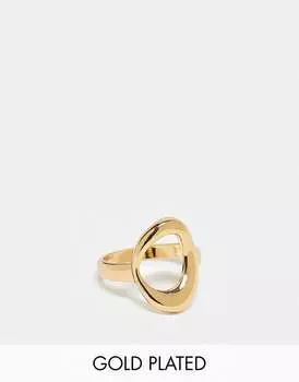 Кольцо ASOS DESIGN с плавным мотивом из 14-каратного золота