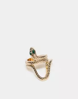 Кольцо ASOS DESIGN с закрученным змеиным узором золотистого цвета