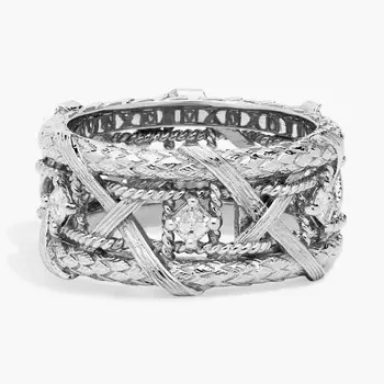 Кольцо Bella Vaughan Basket Weave с бриллиантами Eternity из 18-каратного белого золота (1/3 карата). Blue Nile